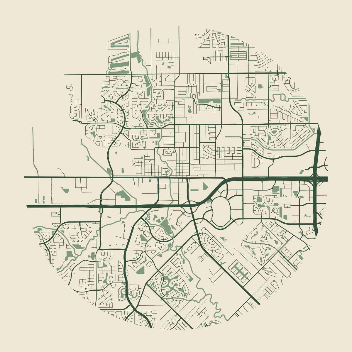 Illustrative street map of Katy, Texas.