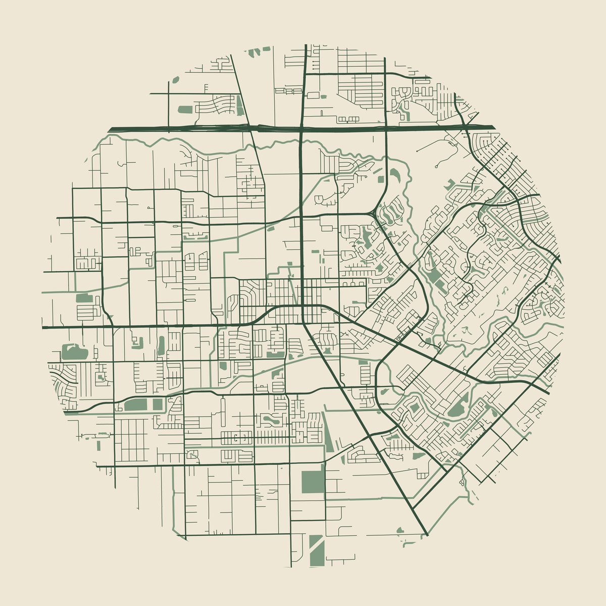 Illustrative street map of Pearland, Texas.