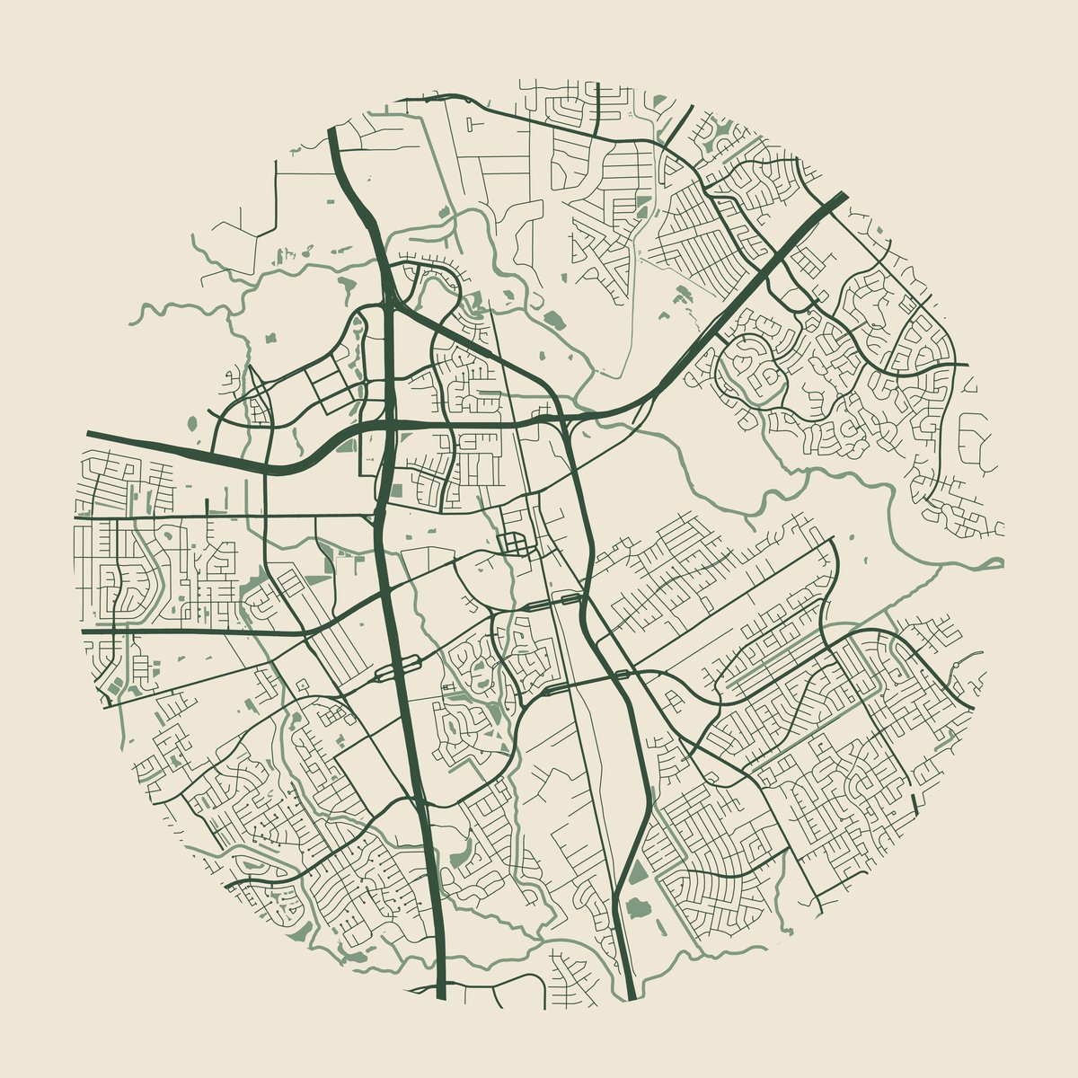 Illustrative street map of Spring, Texas.