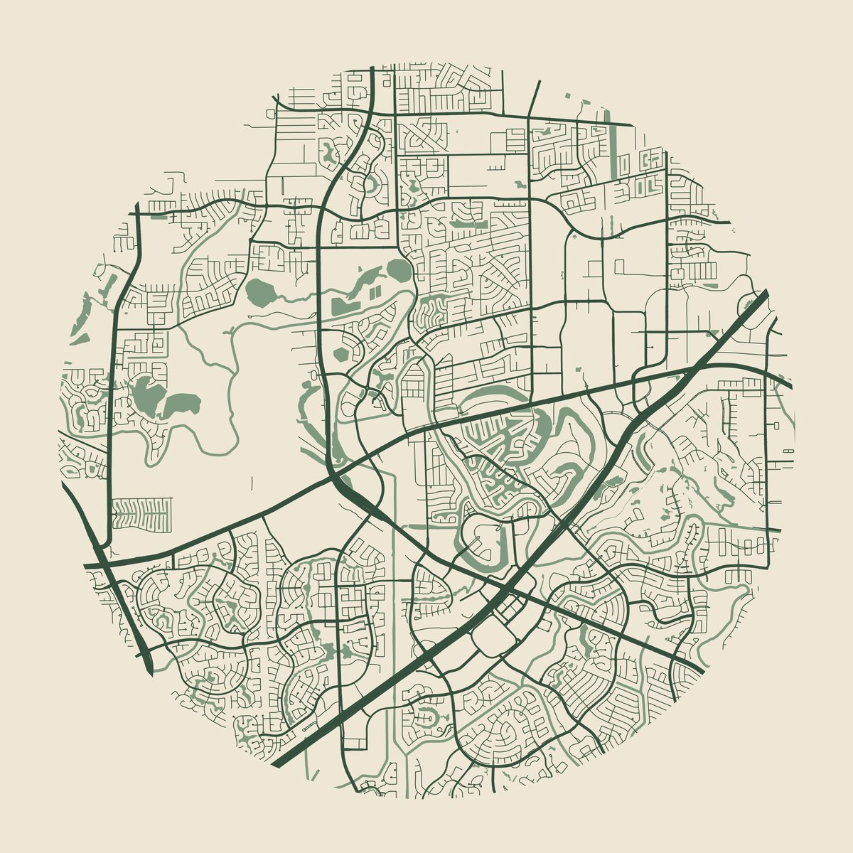 Illustrative street map of Sugar Land, Texas.